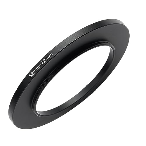 Image of 52mm to 72mm Step-up Adapter Rings Filter Adapter Black Metal Step Down Filter Ring Adapter Compatible with All Brand UV CPL ND Camera Lens Filter Stepping Rings (52mm-72mm)