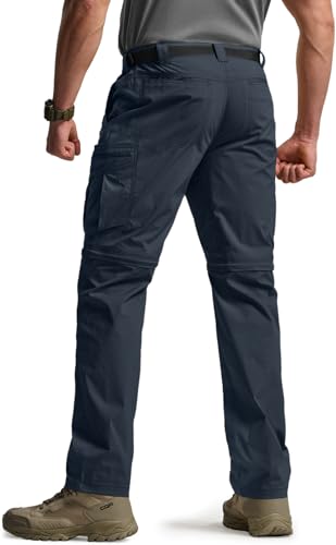 Image of CQR Men's Convertible Cargo Tactical Pants, Water Resistant Outdoor Hiking Pants, Zip Off Lightweight Stretch Work Pants