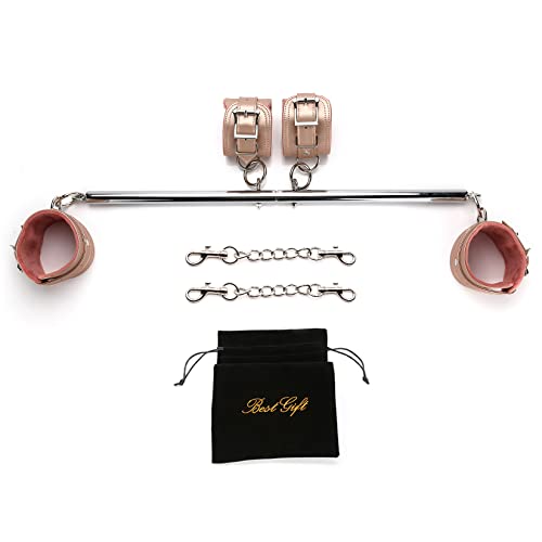 Frosted Blue Expandable Spreader Bar with 4 Fur Black Adjustable Straps Home Gyms Exercise Indoor Fitness Equipment Tools Set