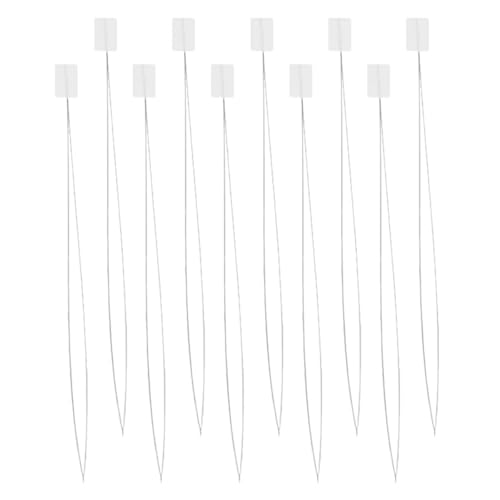 Zerodeko 10 Piezas Enhebrador de Agujas Portátil de Alambre de Acero 0,15x150 Mm para Coser a Mano y Bordado, Herramienta para Rebordear, Agujas de Hilo y Cuentas Blancas