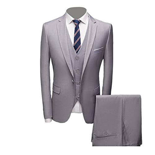 Conjunto de chaleco y pantalones para novio para hombre, ajuste delgado, traje de esmoquin para padrinos de boda, traje de negocios con un botón, Gris Claro, S