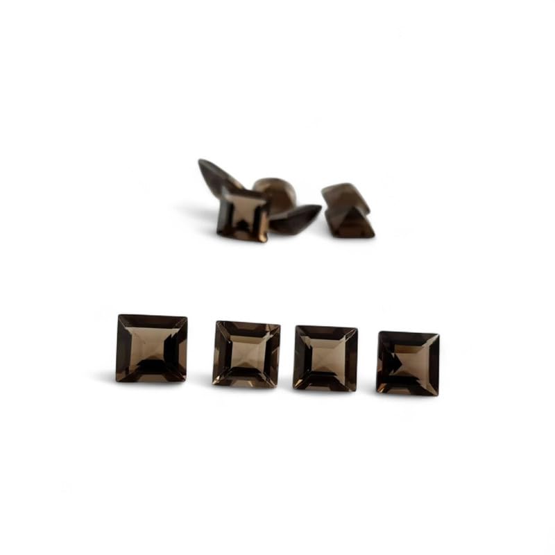 Quartz fumé naturel de 5mm carré facetté pour création de bijoux géométriques