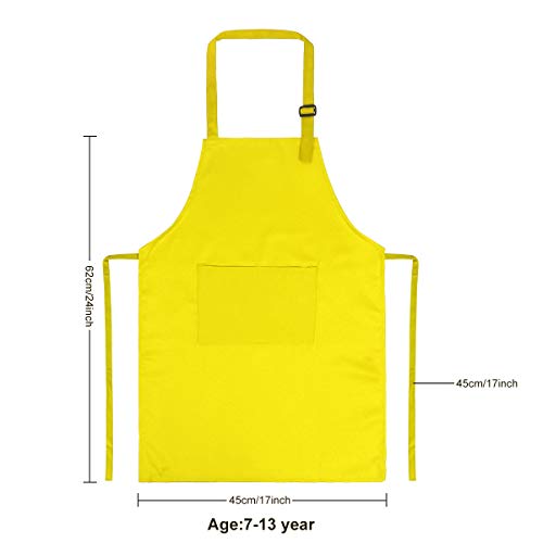 Kids Apron and Chef Hat Set - 8 Pieces Adjustable Child Aprons with Pockets for Kitchen Cooking Baking Painting