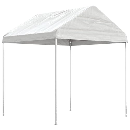 Cenador con techo blanco, 17,84 x 2,28 x 2,69 m, marco de acero galvanizado y material de polietileno, ideal para jardín, terraza y eventos al aire libre, duradero y resistente a la intemperie