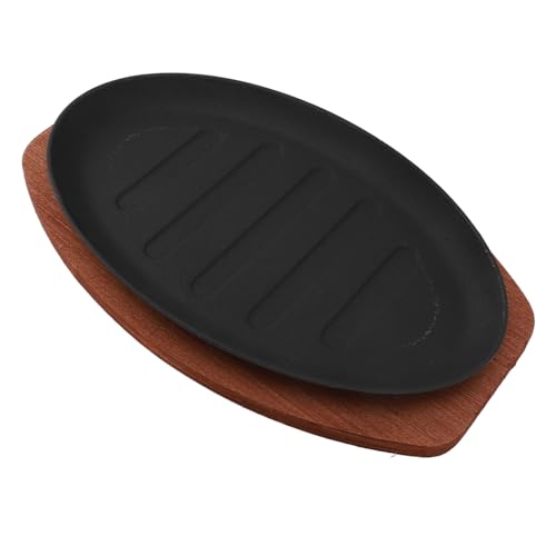 Platos para carne de 12 pulgadas, plato de pescado frito, plato de hierro para servir pescado, plato para parrilla, plato para servir caliente con placa base para uso doméstico o