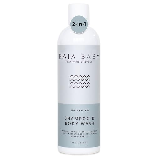 Image of Baja Baby Unscented Shampoo & Body Wash - Organic, Gluten-Free, Vegan, EWG VERIFIED™ - Ideal for Sensitive Skin - All Natural, Tear-Free, Hypoallergenic, Paraben-Free & Fragrance-Free - 12 oz Bottle