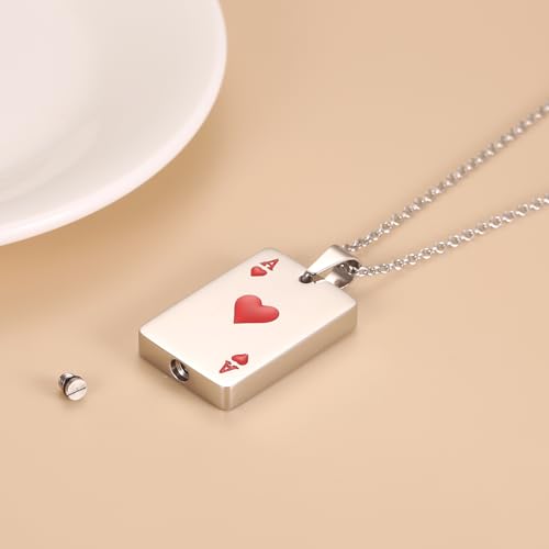 Ace of Spades Urn Necklace For Ashes For Men Women Good Luck Poker Card Cremation Jewelry Stainless Steel Keepsake Memorial Pendant4