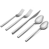 Alata Cube 20-Piece Forged Silverware Set Stainless Steel Flatware Set,Service for 4,Matte Satin Polished Cutlery Set,Dishwasher Safe