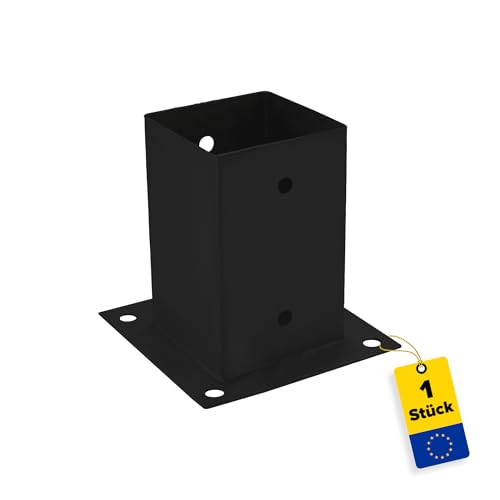 GRUNDLINE - Screw-on sleeve 100 x 100 - ground sleeves for wooden posts - screw on post holder - ground sleeve with anchor plate - anchor - post shoe hot-dip galvanised - support base - wood connector