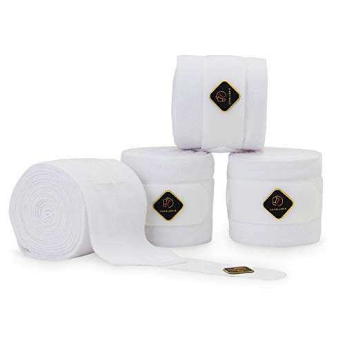 Kavallerie Classic Bandage for Horses Distributes Pressure Evenly Therapeutic Breathable Fleece Material Stretchy Provides Leg Protection and Support - White - (4 Units per Pack)