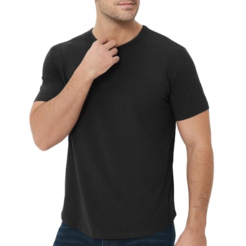 Image of Mens T-Shirts Crew Neck Shirts Athletic Fitted Plain Basic Tees Soft Cotton Blend Comfort T Shirts for Men