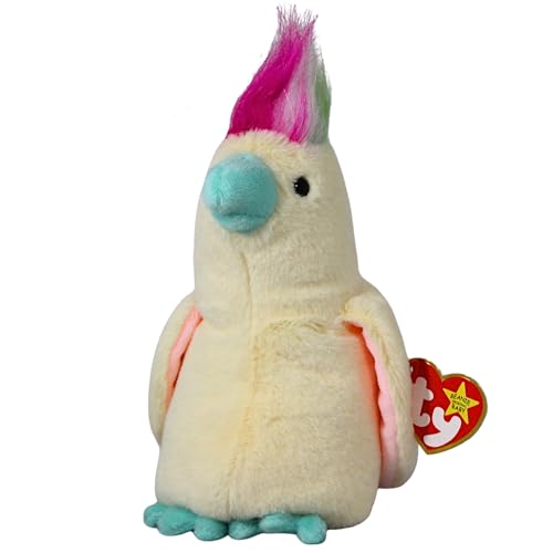 Cacatoès Ty Beanie Babies Pompom blanc de 15 cm pour calmer l'anxiété du soir chez l'enfant