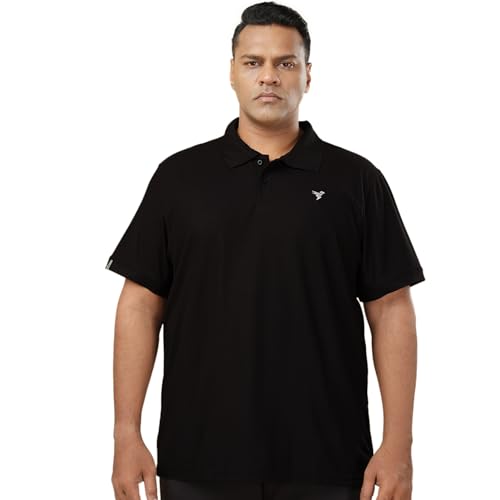 Image of TECHNOSPORT Men's Solid Slim Fit Polo Collar T-Shirt MATPIQ Half Sleeve Button Polyester for Gym Golf Casual Anti Odour UPF50+