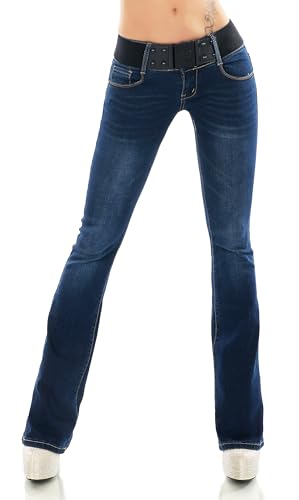 Damen Bootcut Jeans Hose Schlag Schlaghose Denim Stretch Gürtel XS-XL (DE/NL/SE/PL, Alphanumerisch, XL, Regular, Regular, W3012-Dunkelblau) Damen Bootcut Jeans Hose Schlag Schlaghose Denim Stretch Gürtel XS-XL (DE/NL/SE/PL, Alphanumerisch, XL, Regular, Regular, W3012-Dunkelblau)