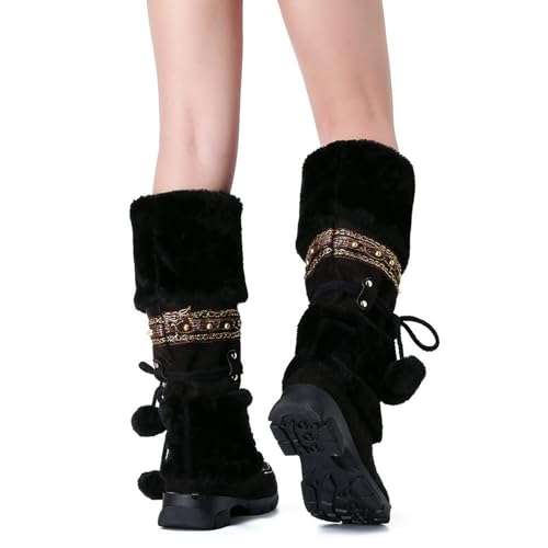 Womens Mid Calf Rhinestone Boots Fashion Round Toe Low Heel Knee High Riding Boot Soft Slouchy Boot Party Bling Shoes3