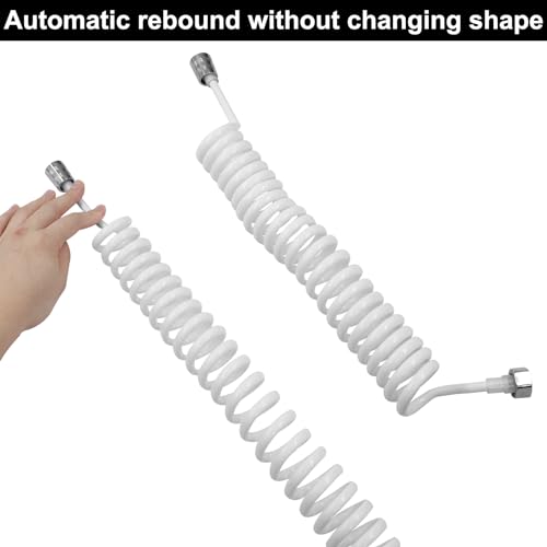 Coufce Flexible Bidet Sprayer Hose White PU Spring Tube Hose Accessory Bathroom Toilet Handheld Bidet Sprayer Gun Telescopic Hose Muslim Shower Bidet Sprayer Tube - Thumbnail 2