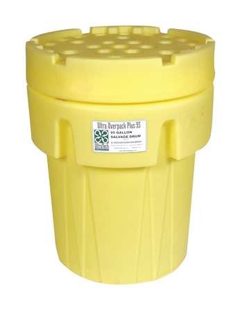 Overpack Drum, Screw Lid, 95 gal, Yellow