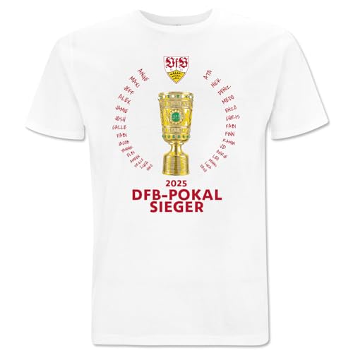 VfB Stuttgart T-Shirt Pokalsieger 2025 (DE/NL/SE/PL, Alphanumerisch, M, Regular, Regular, Weiß)