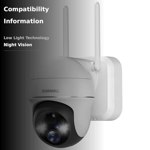 ZUMIMALL Security Cameras Wireless Outdoor WiFi with 360° PTZ, 2K Battery Powered Cameras for Home Surveillance, Spotlight & Siren/PIR Detection/3MP Color Night Vision/2-Way Talk/IP66/Cloud/SD