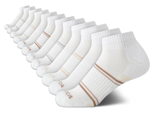 Image of Nautica Women's Quarter Cut Moisture Control Athletic Socks with Cushioned Comfort (12 Pack)