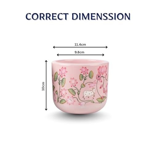 Image of Terracotta Planter - Premium Glass Coated Planters for Home Decor | Artistic Flower Pots for Garden & Indoor | Table Top Decor (Pink, M)