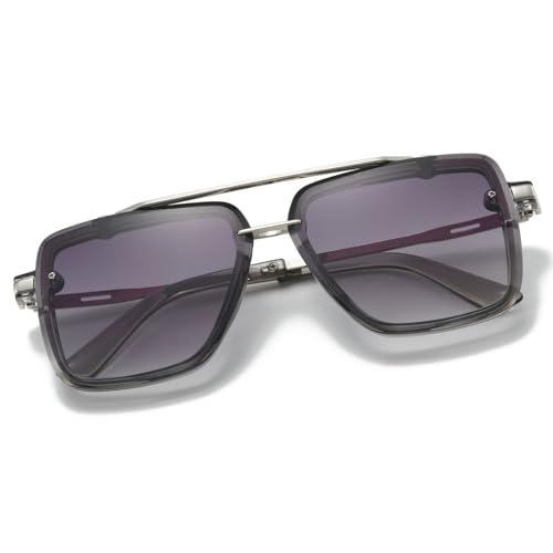 Image of Xpectrum Retro Square Aviator Sunglasses for Men Women Vintage 70s Disco Gangster Style Rectangle Glasses