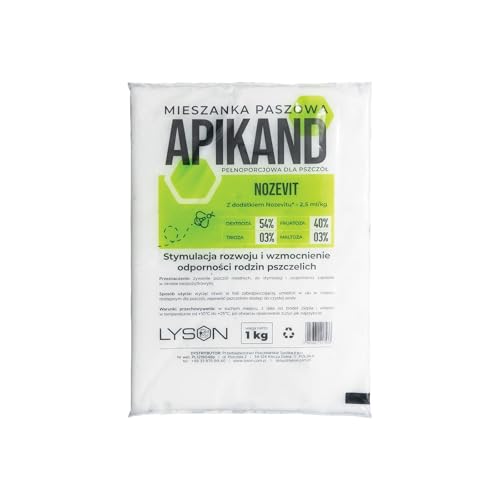 LYSON Apikand avec Nozevit - Nourriture pour abeilles - 1 kg - Pâte à sucre - Pâte à sucre - Pâte à ruche pâteuse - Pour ruche - Apikand