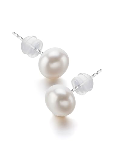 Pearl earrings 10mm Semiroud white Classic style Pearl Stud Earrings for Women Freshwater aquaculture of real pearls 925 Sterling Silver