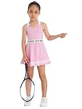 Choomomo Kinder Kleidung Ärmellos Racerback Tennis Kleider Mit Shorts Fitness Tennisanzug Mädchen Tennis Sport Training Fitness Tennisbekleidung Rosa 122-128