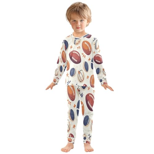 Pajama Sets Long Sleeve American Football Baseball Pattern Soft Comfy Sleepwear 2 Piece PJS 3-8T2