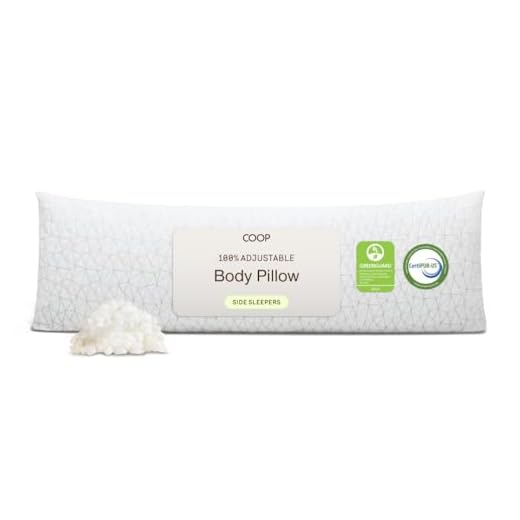 Coop Home Goods Original Adjustable Body Pillow, 20x54 Long Pillow for Back, Shoulder, Hip and Knee Support, Side Sleeper Body Pillows for Adults with Memory Foam & Washable Cover