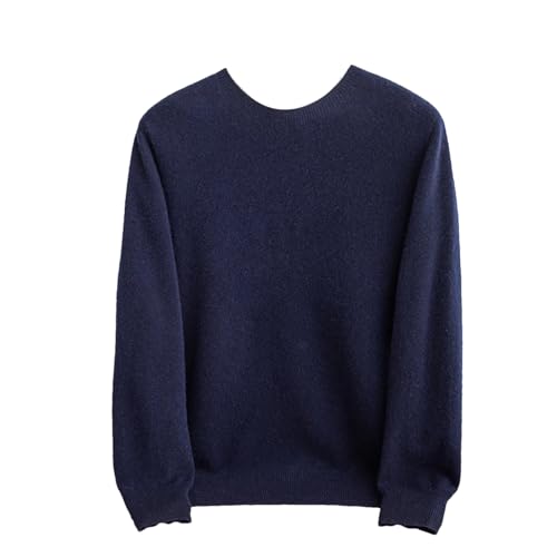 Men's Thick Round Neck Slim-Fit Pullover Spring and Fall 100 Percent Wool Long-Sleeved Knitted Cashmere Sweater
