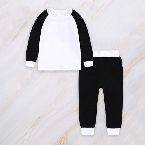 Kids Girls Long Sleeve 𝐏ajamas Set Color Block Crewneck Tops and Pants 𝗦nug Fit 𝐏ajamas Soft Sl𝐞epwear Loung𝐞wear4
