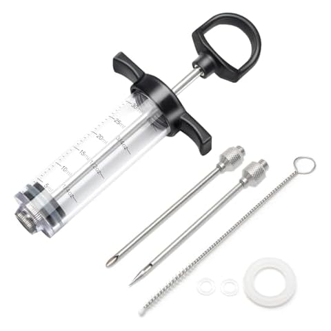 Grill Bump Meat Injector, Meat Injectors for Smoking, Meat Injector Syringe Comes with 2 Marinade Injector Needles; Injector Marinades for Meats, Turkey, Chicken; User Manual Included, 1-oz Cover