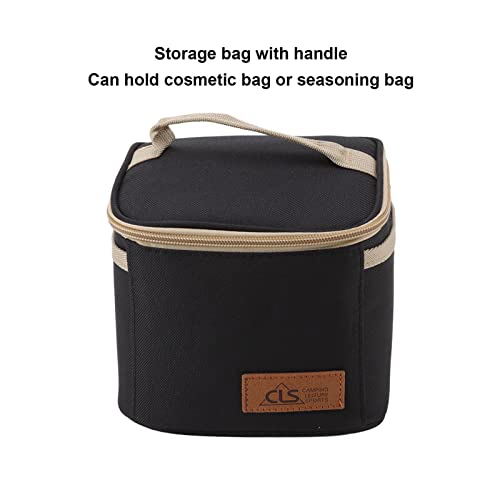 Condiment Box Set, Camping Spice Containers Mini Pocket Swivel Lid Picnic Storage Bag (Black) - Image 2