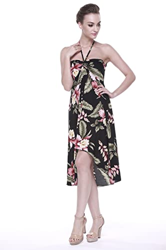 Image of Family Matching Hawaiian Clothes, Black Rafelsia | Lightweight 100% rayon • Family matching outfits • Beach vacations • Luaus • Cruises • Family photos