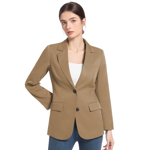 Garemcy Women's Business Casual Blazer Spring Fall Lapel Long Sleeve Open Front 2 Button Office Jacket Suit with Pockets2