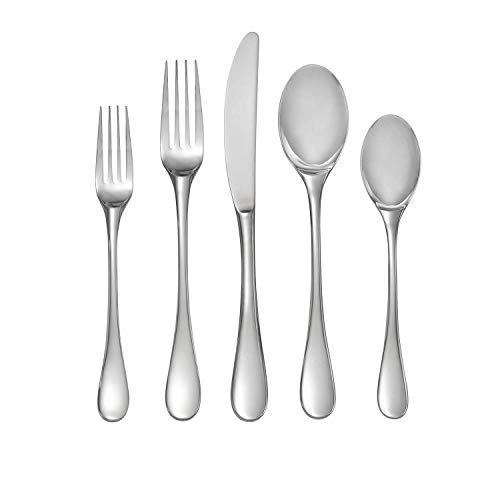 nambe Skye 5-Piece Stainless Steel Flatware Set | 18/10 Mirror Stainless Steel Silverware Cutlery Set | Designed for Home Kitchens, Hotel, or Restaurant Use | Service for 1 | Dishwasher Safe