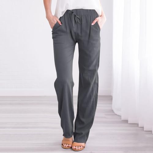 Linen Pants Women Cotton Linen Straight Leg Lightweight Pants Summer Pants Plus Size Women Loose Fit Trousers2