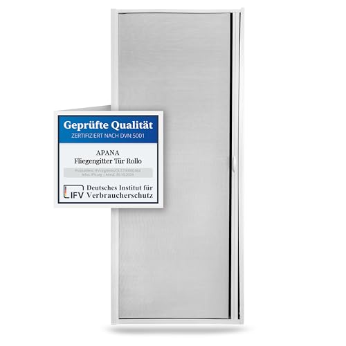 APANA - universelles Fliegengitter mit Rollo auf Maß in Weiß - ausziehbarer Insektenschutz für Terrassen- und Balkontüren bis 120cm x 220cm gegen Fliegen, Insekten und Mücken