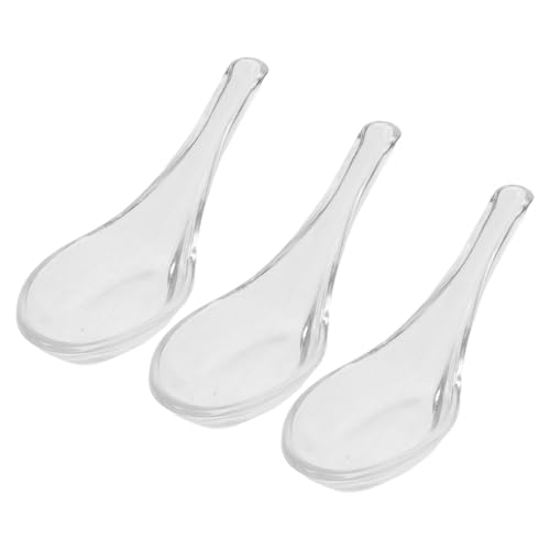 DIYEAH 3 Piezas Cucharas Transparentes de Vidrio Reutilizables para Postres y Yogur Cucharas Profundas para Sopa Asiática Utensilios Esenciales para Buffet y Restaurante