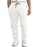 WT02 Men's Casual Tech Fleece Sweatpants, White, Medium
