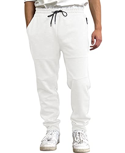 Wt02 Men's Casual Tech Fleece Sweatpants, White, X-Large #TOP18
