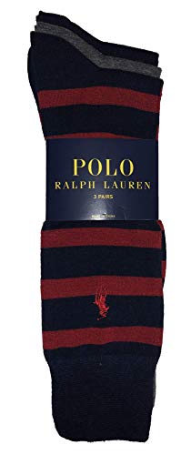 Polo Ralph Lauren Rugby Striped/Solid Dress Socks - 3 Pack Sock Size 10-13/Shoe Size 6-12 1/22