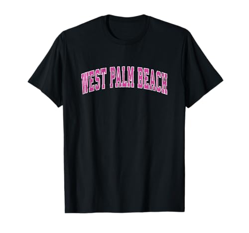 West Palm Beach Florida FL Vintage Sports Design Rosa Diseño Camiseta