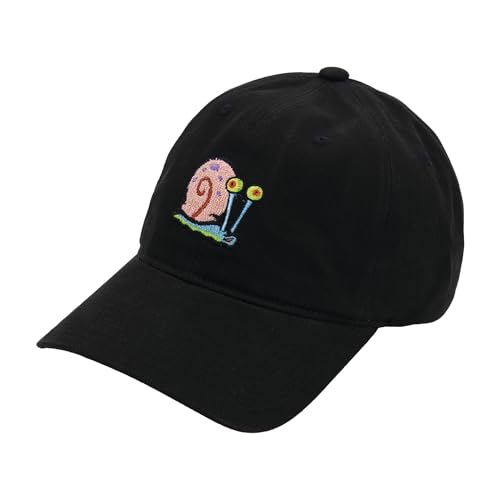 Spongebob Squarepants Dad Hat, Gary The Snail Adjustable Baseball Cap with Curved Brim, Black, One Size