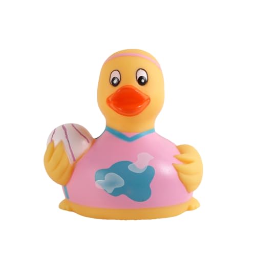 Waddlers Pink Basketball Rubber Duck, New Fresh Colorful Design, Floating Upright Toy and Collectible Figurine, Sports Gift for All Ages
