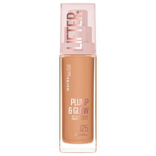 Maybelline New York Lifter Foundation, FlĂĽssiges Make-up fĂĽr strahlenden Teint mit Hyaluron und Niacinamid, polstert auf & spendet Feuchtigkeit, Nr. 325, 30 ml