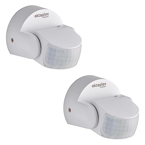Oktaplex 2X Bea Détecteur de Mouvement extérieur IP65 orientable 180° Capteur Infrarouge 12 m Portée 230 V Blanc Mat Cover