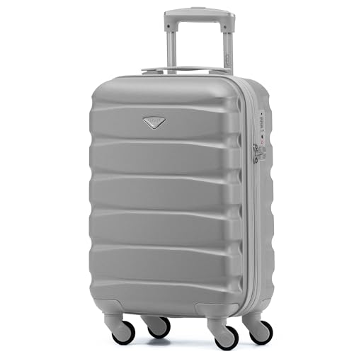 Flight Knight Lightweight 4 Wheel ABS Hard Case Suitcases Cabin Carry On Hand Luggage Approved for Over 100 Airlines Including British Airways, easyJet, Jet2 & Wizz 55x35x20cm - TSA Lock